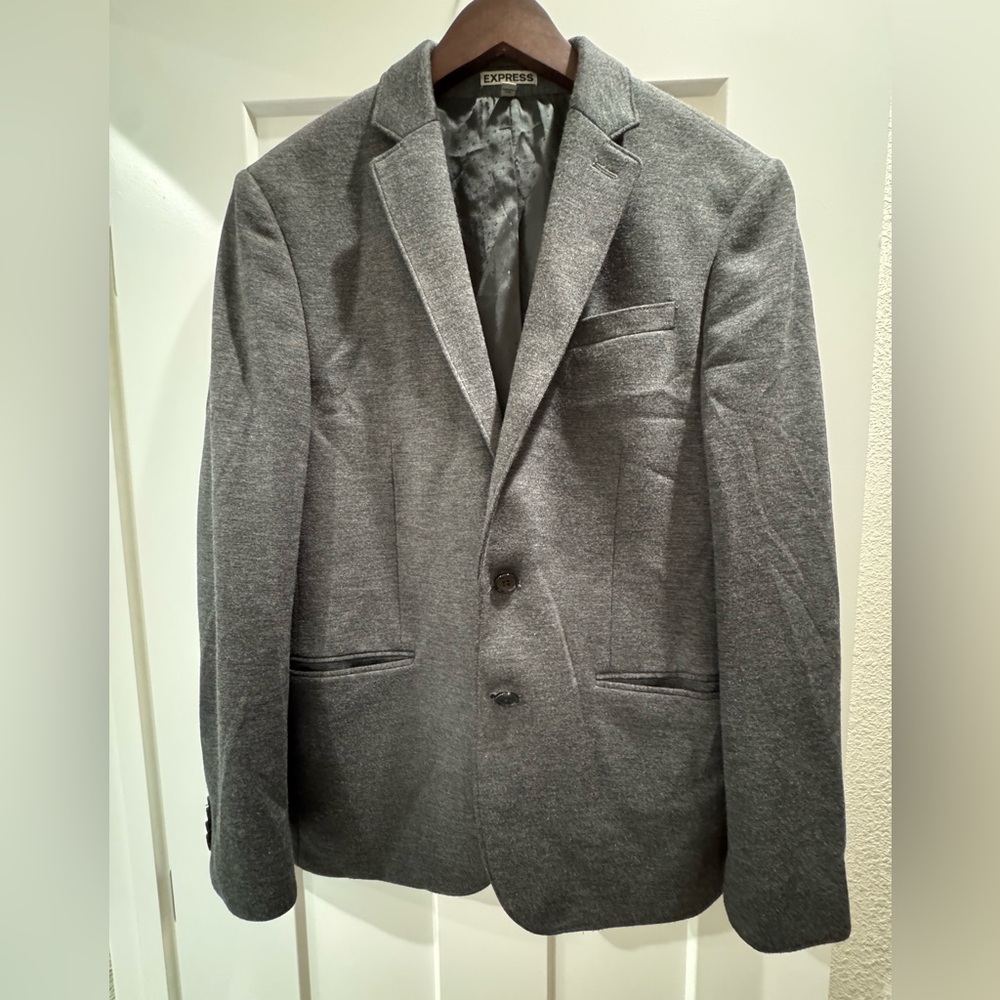 Express Men’s Photographer Fitted Gray Men's Blazer